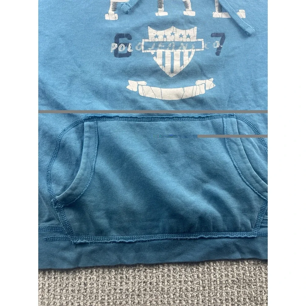 Vintage Polo Ralph Lauren Jean Co Hoodie Sweatshirt Blue Men's XL Boxy Fit